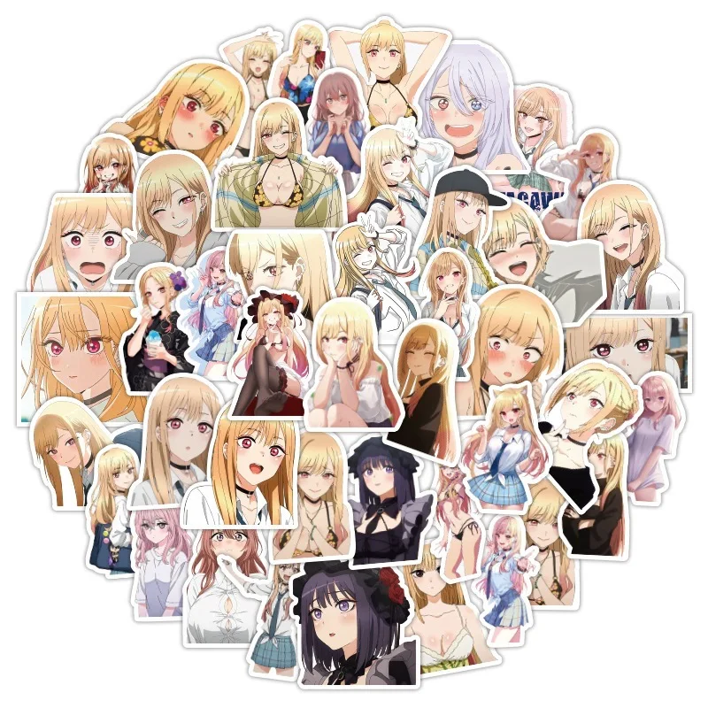 XM 50PCS/SET My Dress Up Darling Sexy Decorative Luggage PVC Sticker Japanese Manga Cartoon Waterproof Anime Stickers