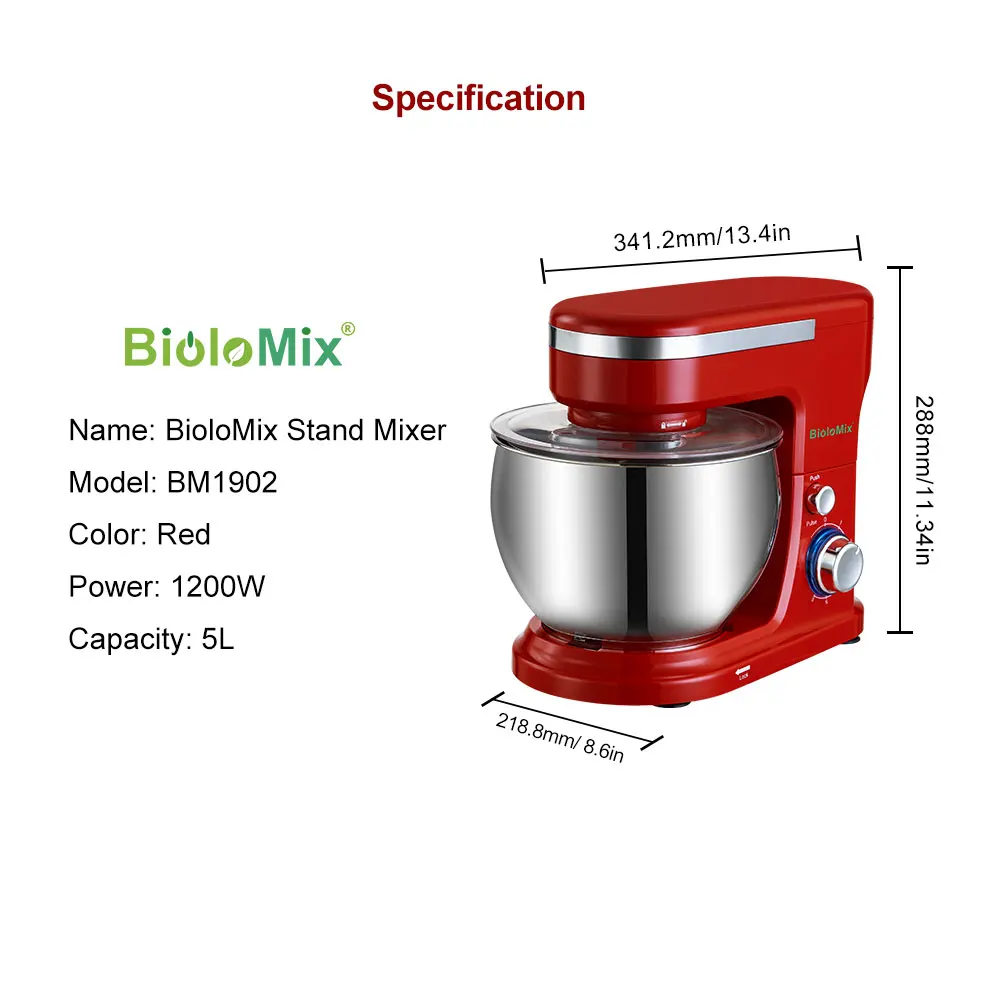 High Durability 3 In 1 Multifunctional 6 Speed Household Stand Electric Food Blender Mixer Kitchen 5L Large Capacity