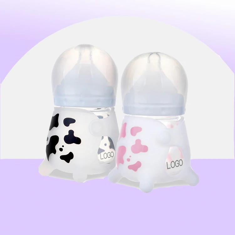 Cow borosilicate baby feeder bottle glass baby bottle anti-colic biberon baby glass feeding bottle
