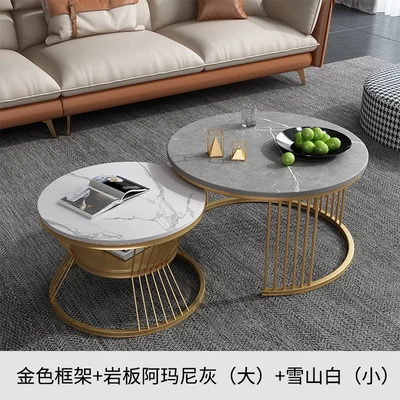 simple white metal stone gold luxury nordic round modern marble top coffee tables nesting center table for living room set home