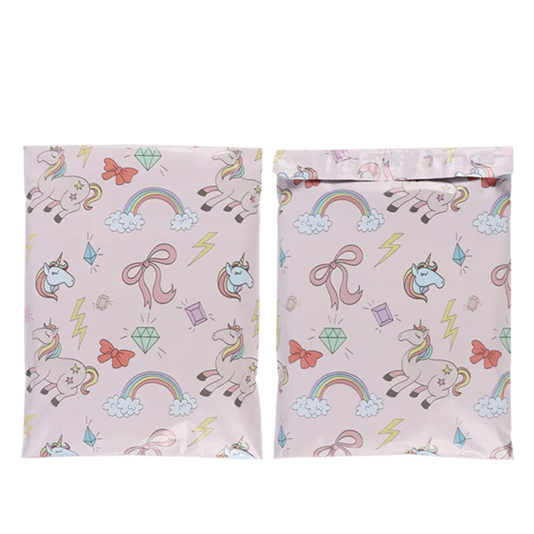 customized logo designs eco-friendly colorful pattern polymailer envelopes postal ldpe plastic packaging poly postage bags