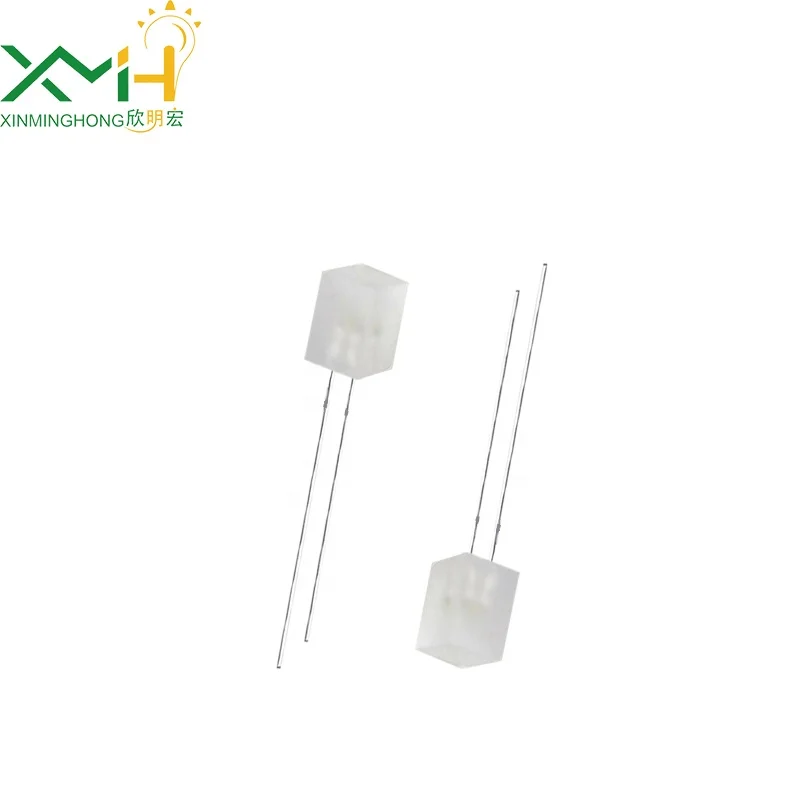 Rectangular LED diode 5x5x7mm with transparent lens, through hole, blue 465-470nm DIP LED