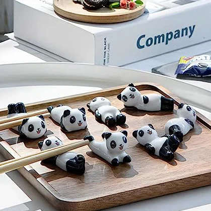 Wholesale ceramic custom cute panda exquisite compact chopsticks rest