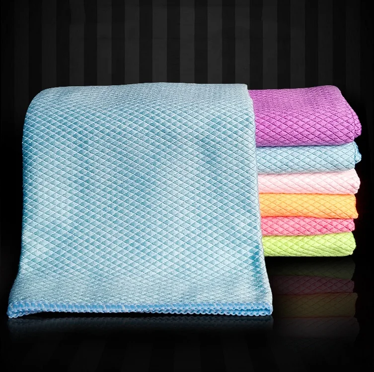 Ultra Soft Quick Dry Car Care Micro Fiber Cloth Towel For Cleaning Fish Scale Microfiber Towel