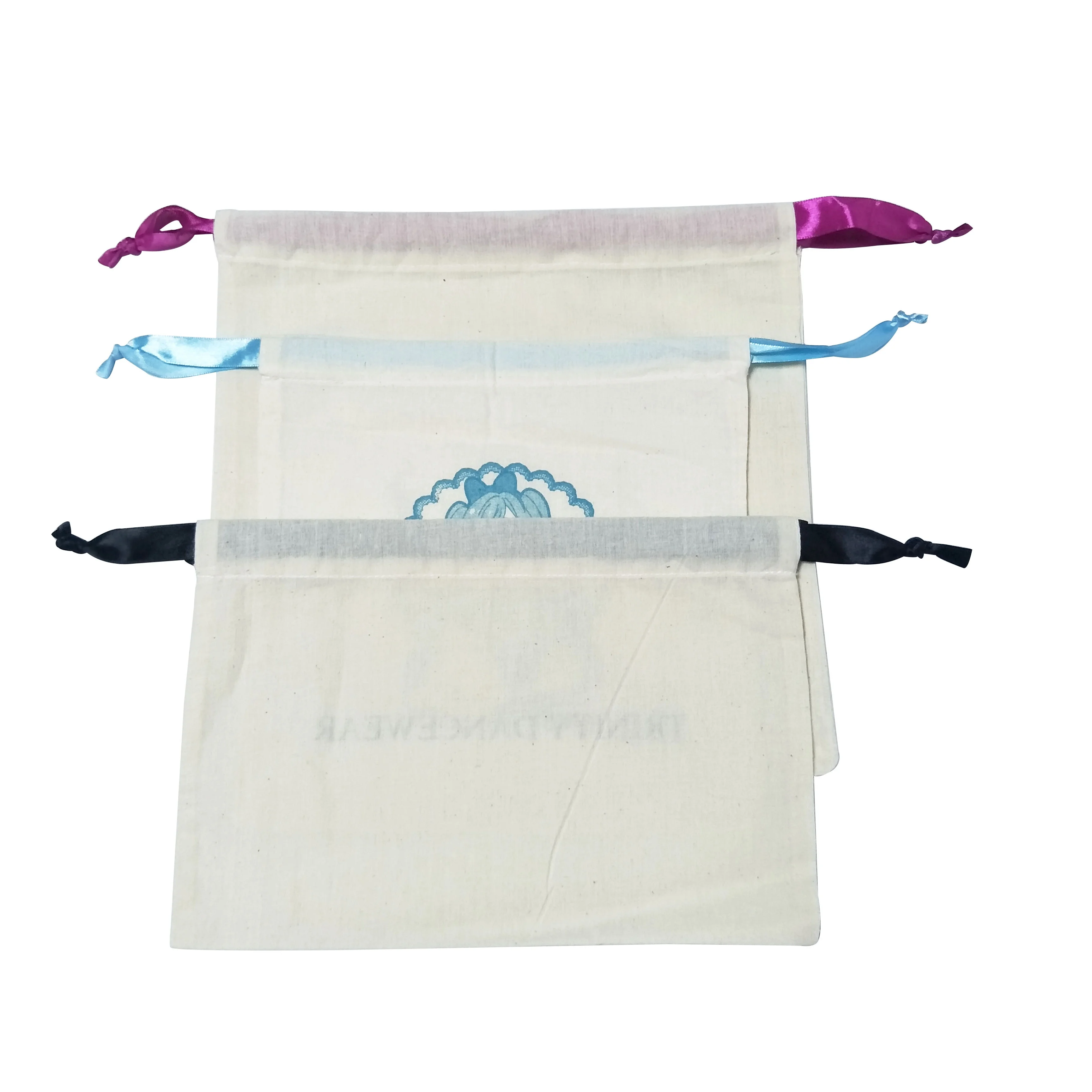 China Bags Factory Directly Custom Printed Cotton Calico Canvas Muslin Drawstring Bags