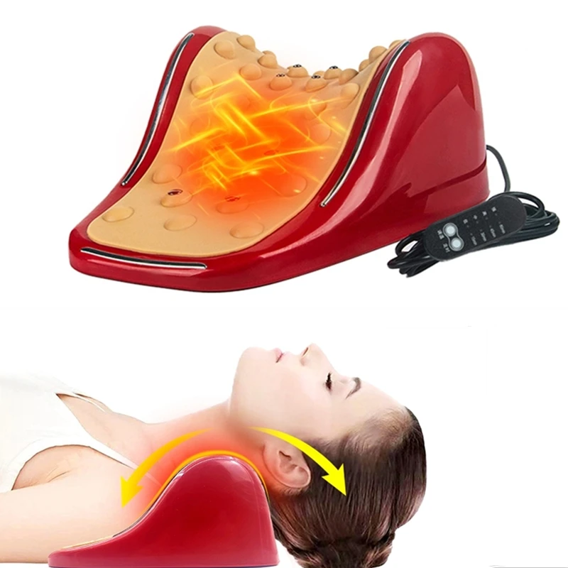 Customized Migraine Muscle Tension Relaxer Heated Therapy Cervical Neck Traction Pillow Massager for Neck and Shoulder