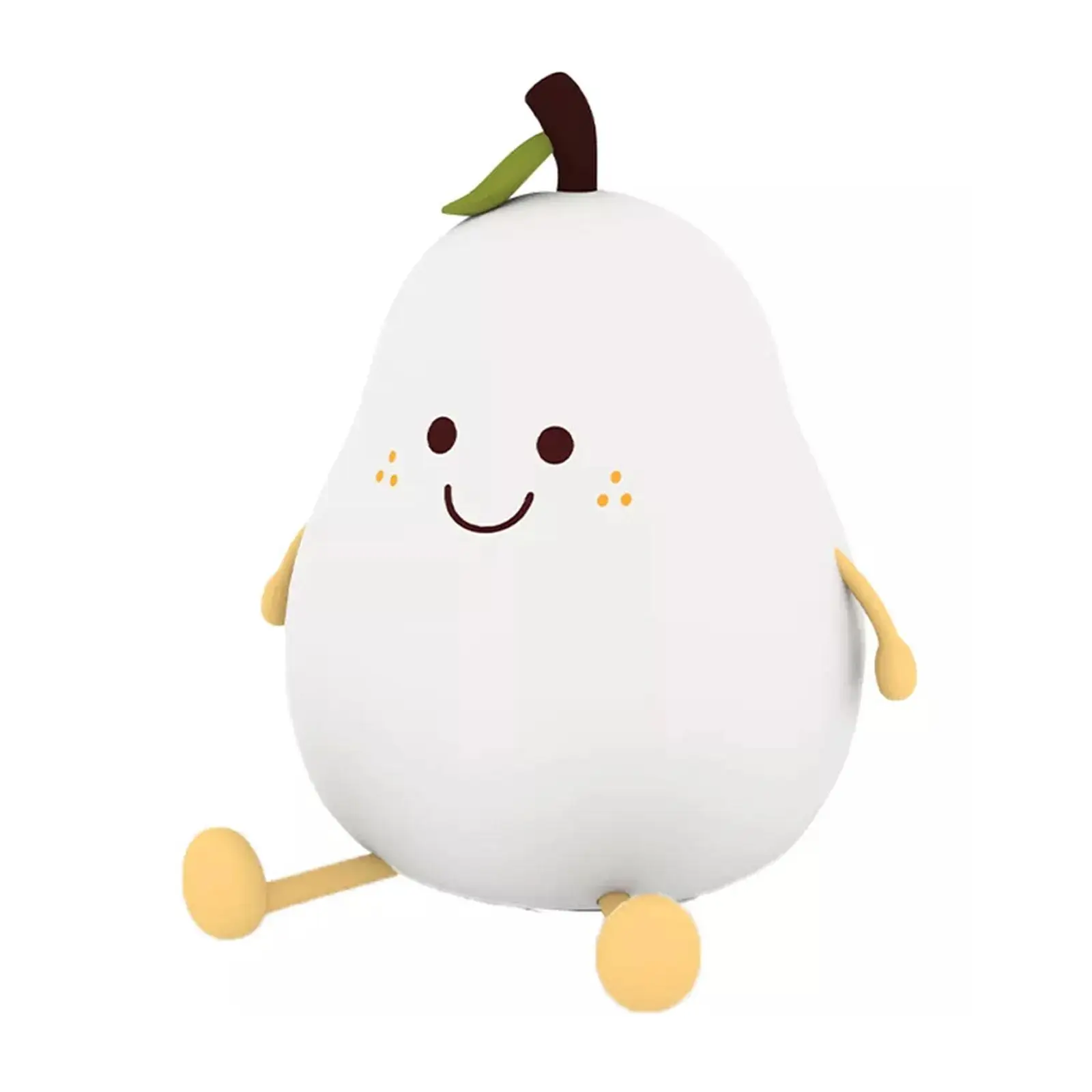 LED Pear Fruit Night Light USB Rechargeable 7 Colors Dimming Touch Silicone Table Lamp Cartoon Cute Bedroom Decor Bedside Lamp