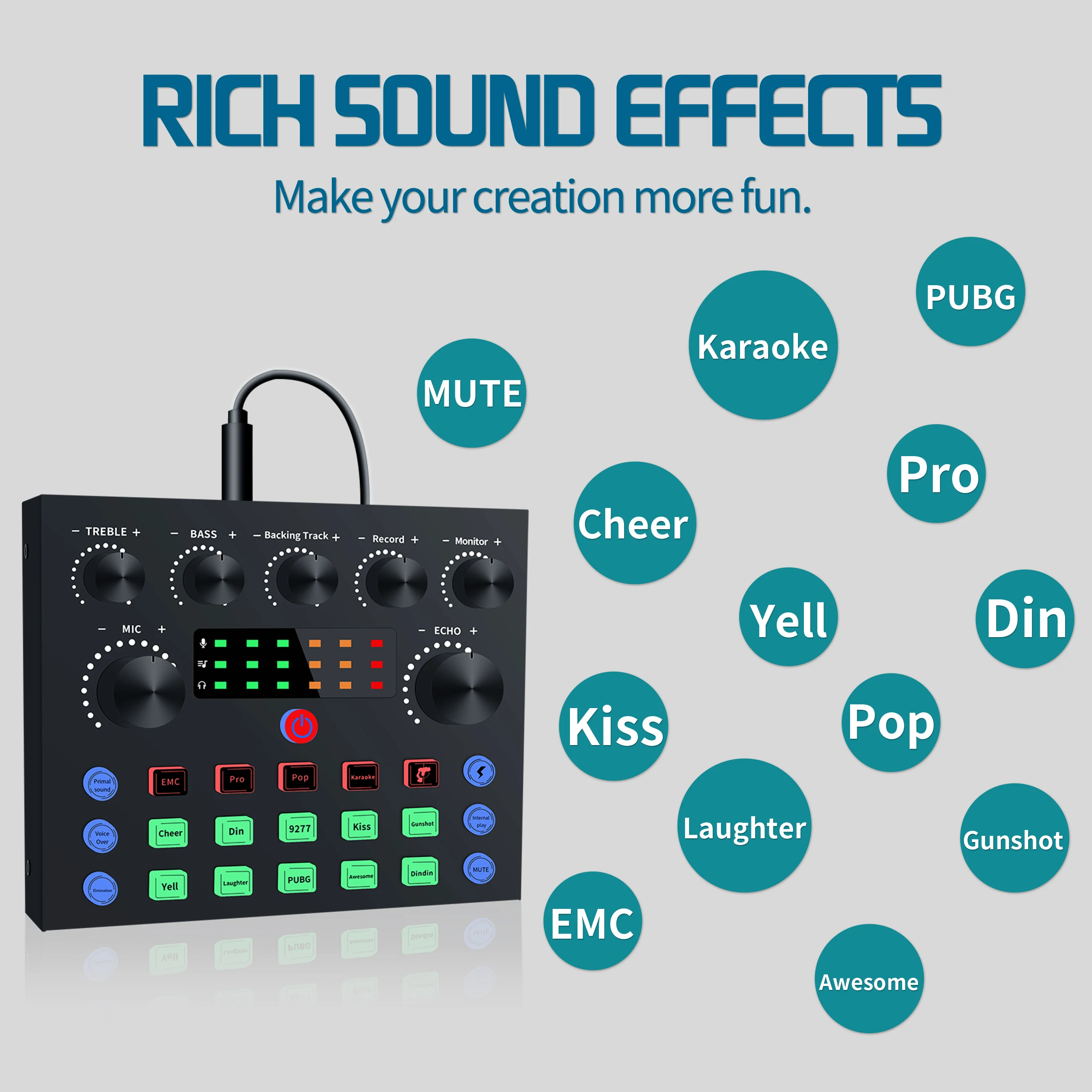 V8s PLUE sound card audio automatic adjustment recording for radio broadcasting singing and recording KTV Karaoke microphone