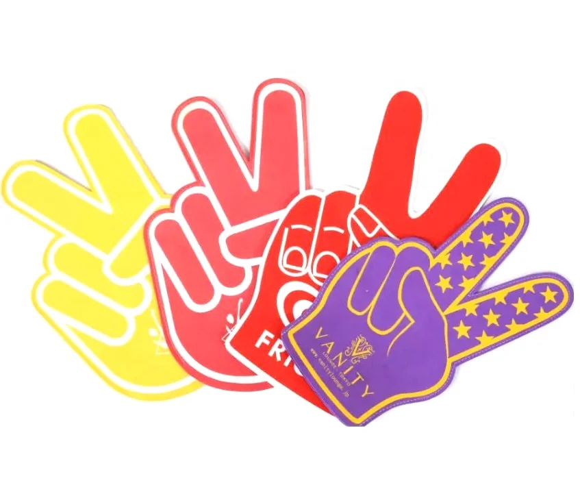 Custom Design Promotional EVA Foam Victory Shape Cheering Gloves Cheering Hands Foam Fingers