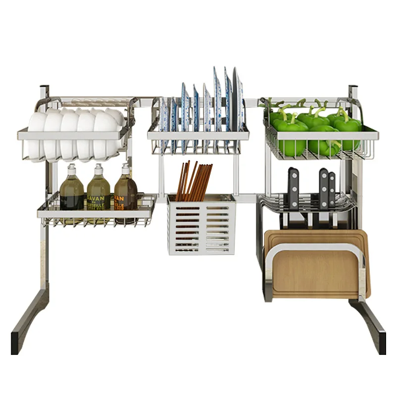 Kitchen Cutlery Holders Dish Drying Rack Over Sink Rack Stainless Steel Sink Drain Rack