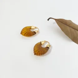 Luxury Women Fine Jewelry 5 Colors Resin Acrylic U Shape Chunky Square C Hoop 18K Gold Plated Earrings