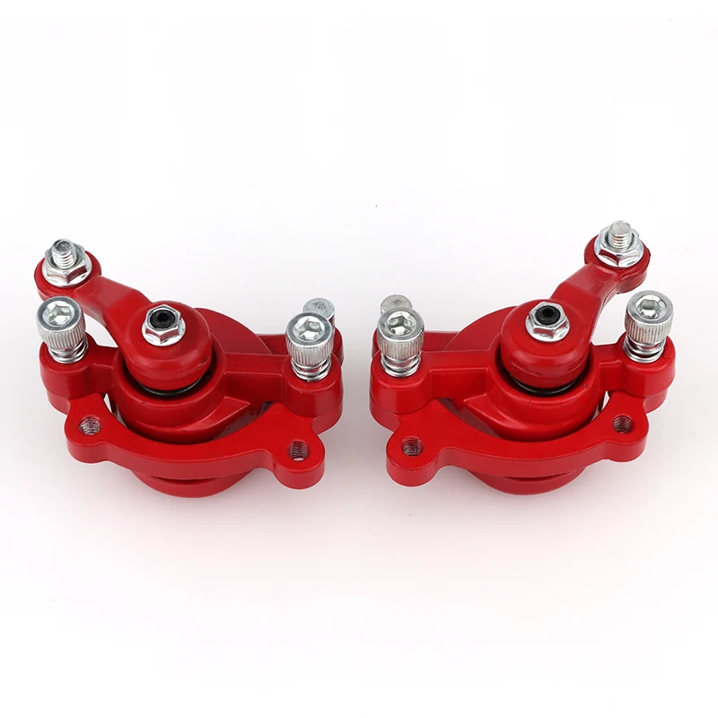 Left + Right Red Disc Brake Calipers For 2 Stroke 47cc 49cc Chinese Pocket Bike Mini Dirt Kids ATV Quad Goped Scooter Go Kart