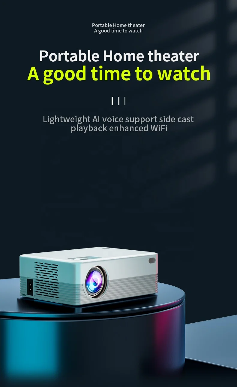 Светодиодный проектор Smart Voice для домашнего кинотеатра на Android с ЖК-дисплеем мобильного телефона