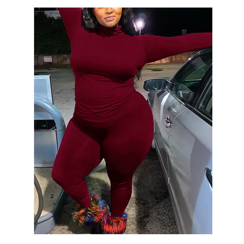 Женский Повседневный комплект из 2 предметов, однотонный спортивный костюм с длинным рукавом, джоггеры больших размеров, осень 183