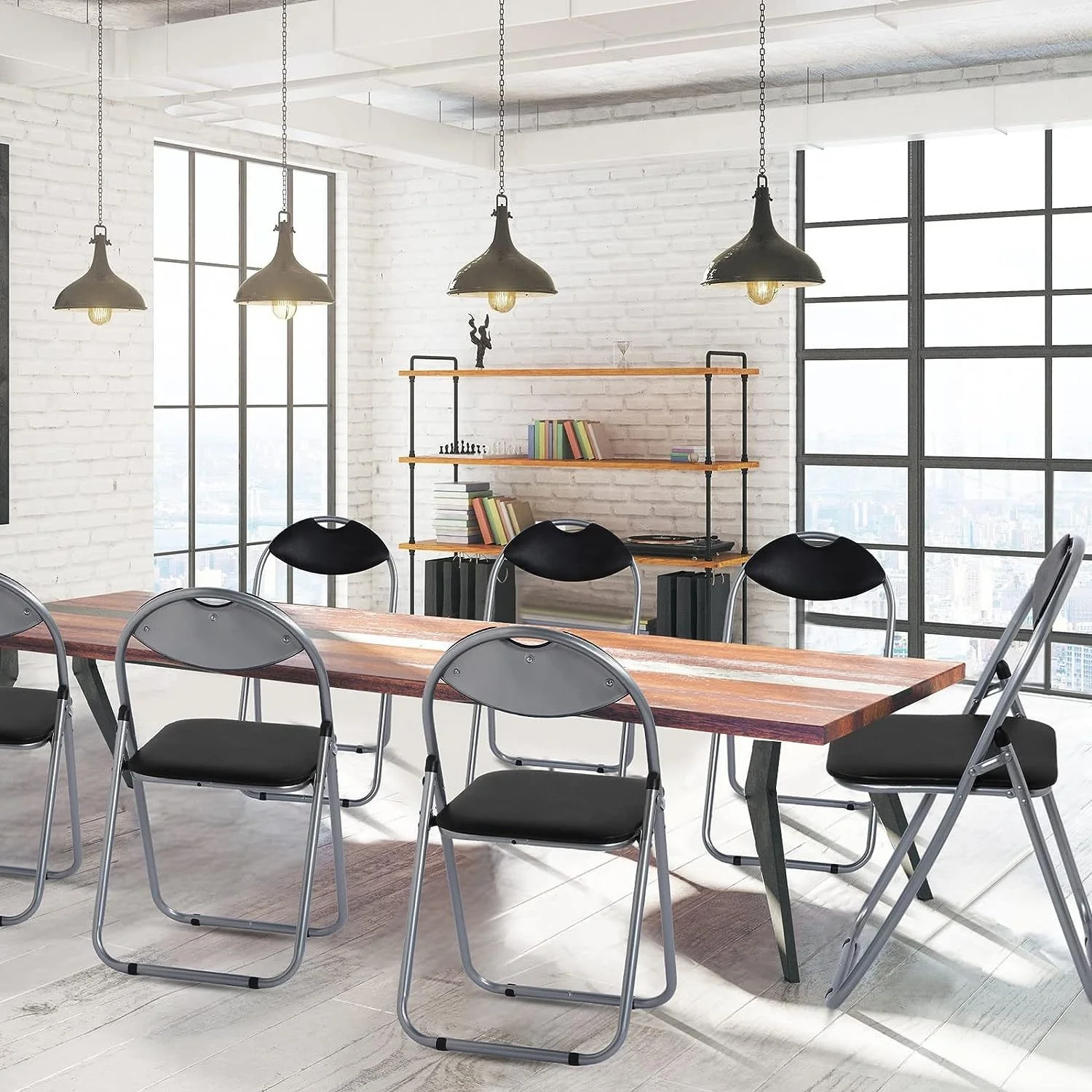 New Design Colorful Folding Chair Meeting Room Home Office Stool Home Garden Party Office Wholesale Metal Metal Foldable Chair