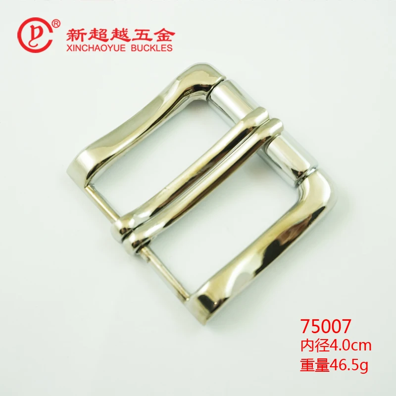 The quality zinc alloy single pin strap buckles custom metal 40mm roller double prong belt buckles