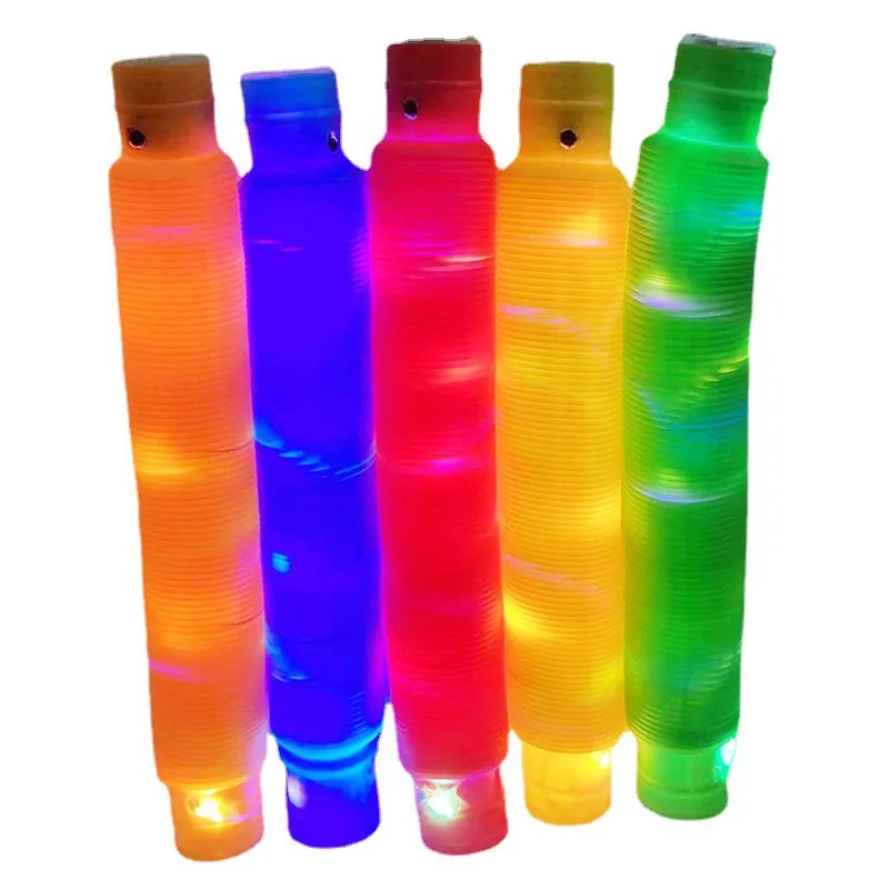 Funny Party Supplier Stress Relief Luminous Plastic Sound Fidget Pipe Tube Toy