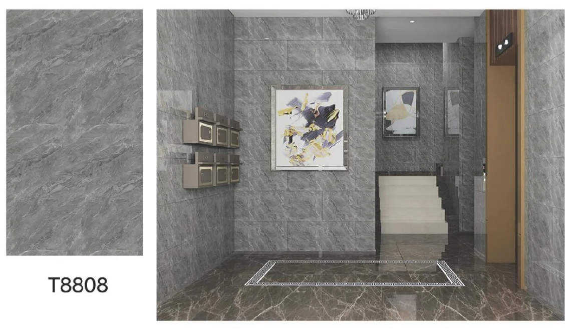 Waterproof Removable Glossy PET Grey Wall Marble Stickers Indoor Decorative Bathroom Wall Sheet Easy to Clean Tile Sticker