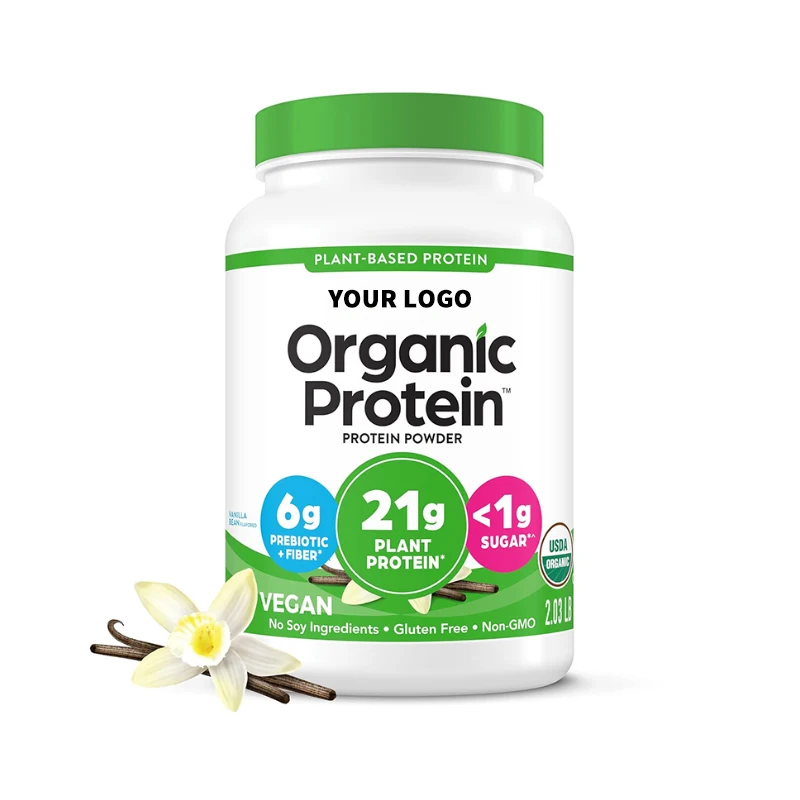 Organic Vegan Protein Powder Vanilla Bean Prebiotic Fiber, No Lactose Ingredients  Non-GMO, For Shakes & Smoothies