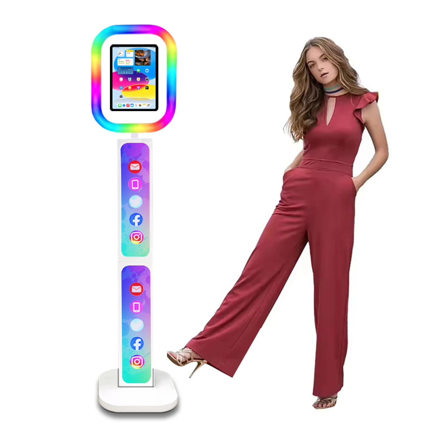 Customize Different Logos Ipad Photo Booth Shell Ipad Selfie Photo Booth With Machine Custom Screen Rotating Adjustable
