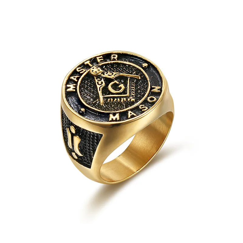Duyizhao Vintage Rings Plated and Black Ring for Men Punk Jewelry Gold Hot Sales Stainless Steel Classic High Quality Hiphop IGI