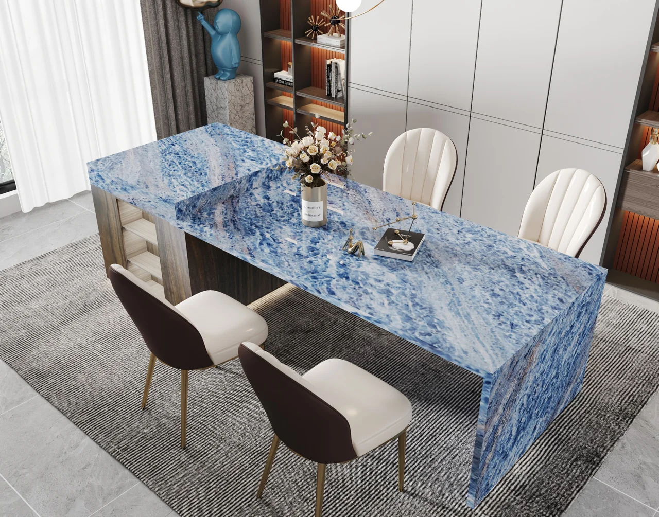 White Marble Black Large Format Sintered Stone For Countertop Dining Table Wall Basin