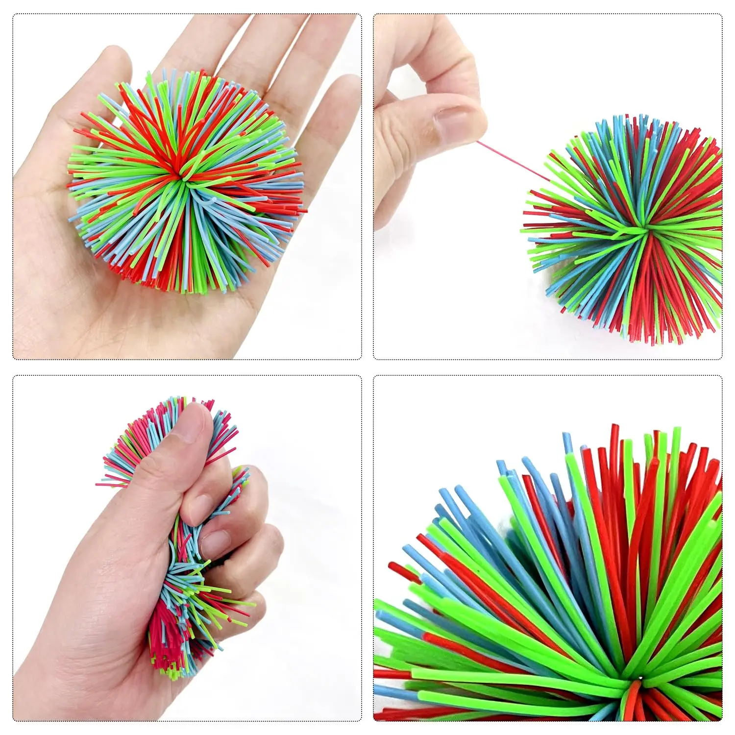 New Sensory Fidget Colourful Soft Rainbow Fluffy Bouncy Ball Anti Stress Silicone Monkey Stringy Balls For Children