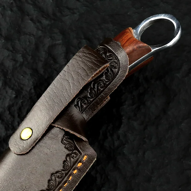 Wood Handle Woodthrush Outdoor Hunting Knife Camping Knife Forged stainless steel Chef butcher cleaver Fish knife With sheath