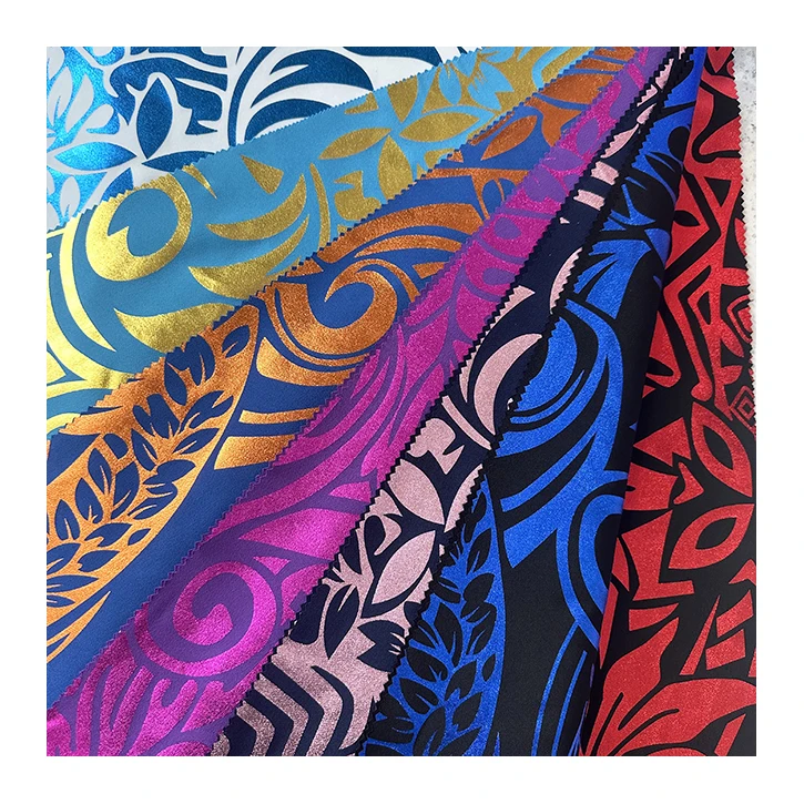 HL Hot Stamping Foil Silver Gold Bronzing Tropical Polynesian Tribal Print Samoan Fabric For Garment