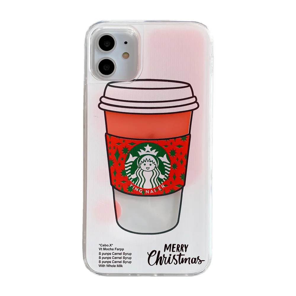 
For Starbuck cup case Christmas mobile phone case for iphone 12 11 pro max Quicksand mobile phone case 