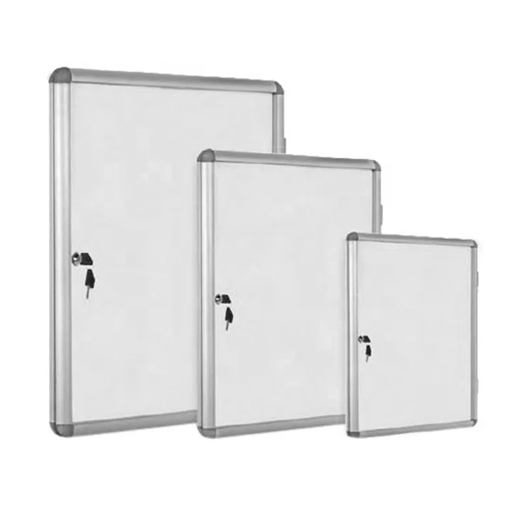 
Multi size wall mount aluminium frame lockable notice board enclosed bulletin board with locking door 
