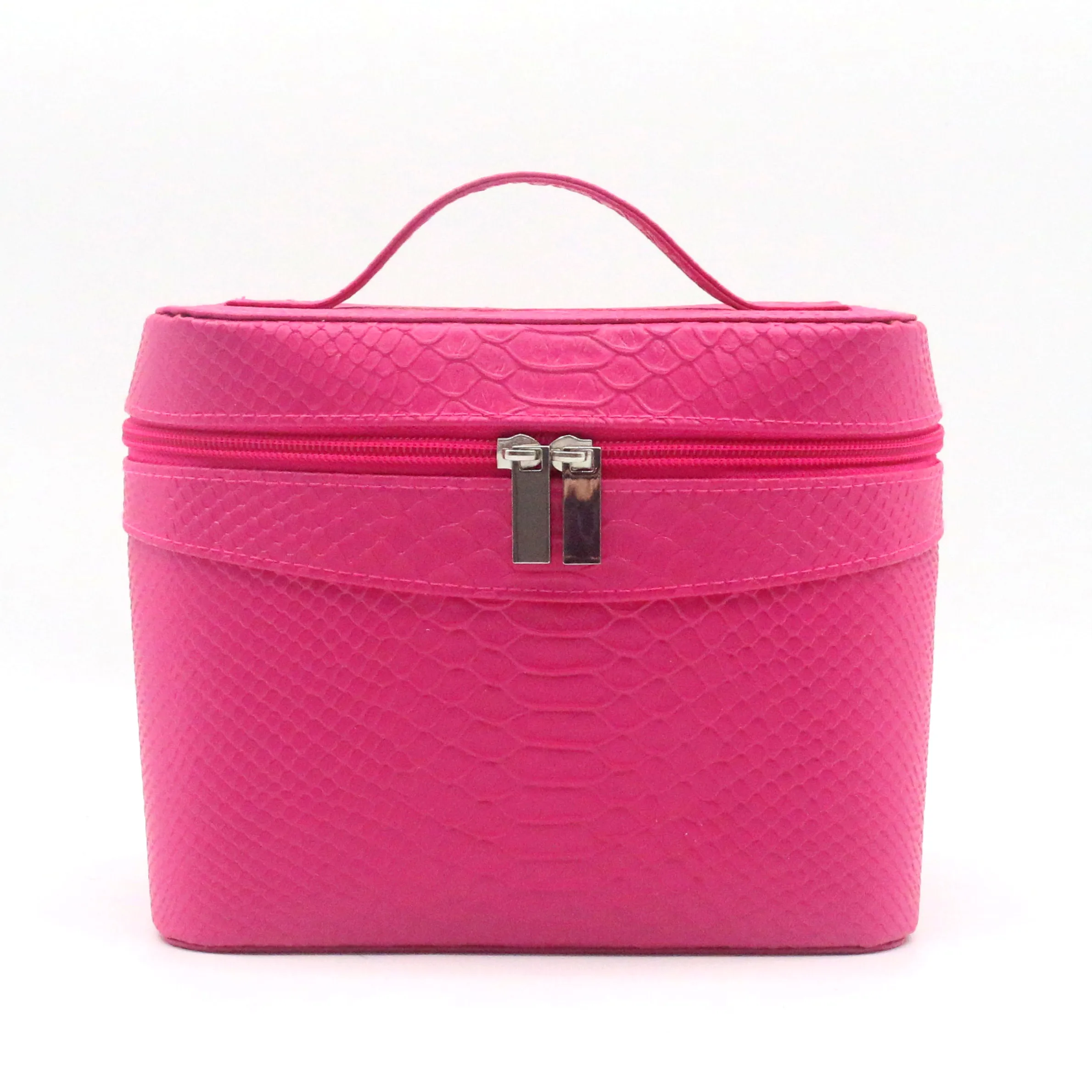 2022 Distinctive Innuendo Pink Water-based PU Makeup  Bag Fashion Alligator Pattern Waterproof PU Leather Cosmetic Bag