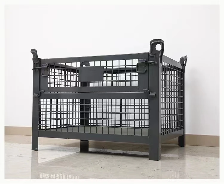 Wholesale Customized Heavy-Duty Light Duty Metal Storage Pallet Racking Folding Iron Wire with Steel Plate Box for Warehouse Use