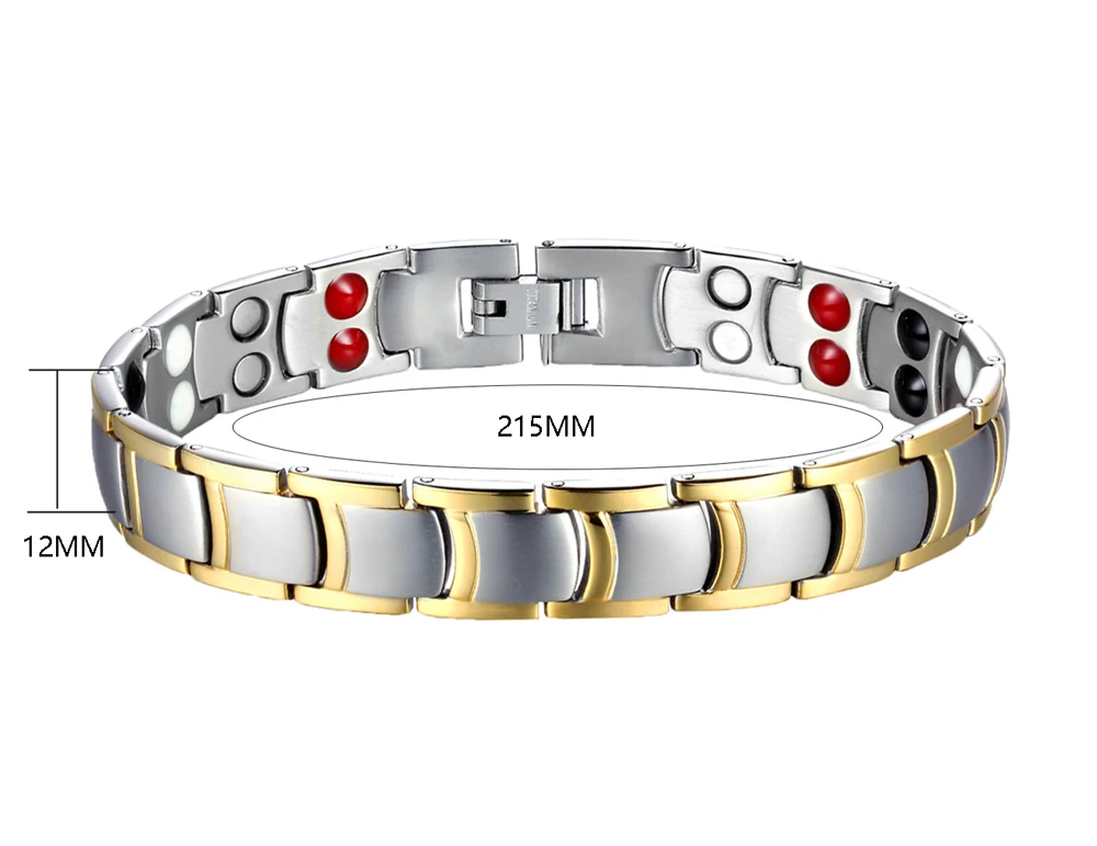 Top Manufacturer Wholesale Health Two Tone Gold Plated Magnetic Germanium Stainless Steel Bracelets For Men