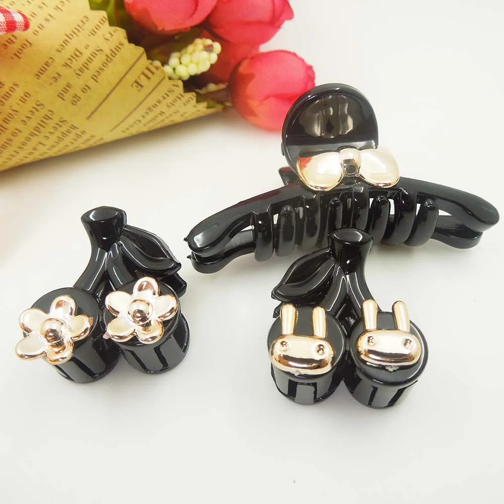 5pcs/lot High-quality Clip Fashion Plastic Hair Claw Black Color Hair accessories for Women Simple Diy Hair Crab Clamp