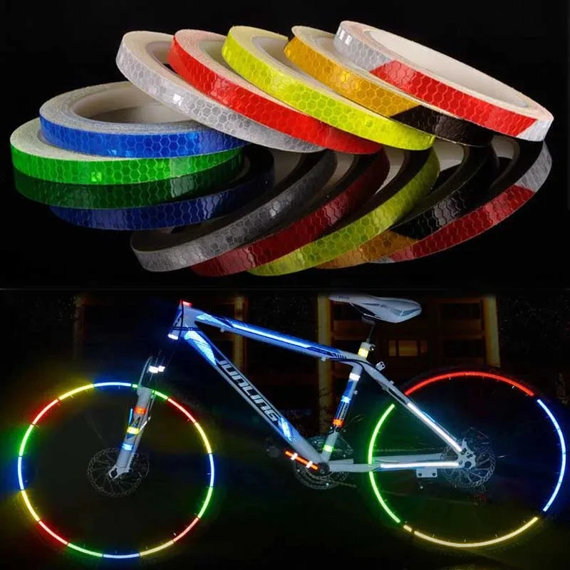 High Reflective Sticker Tape 8m*1cm Bike Fluorescent Warning MTB Stickers Cycling Bicycle Tapes Helmet Motorcycle Scooter DIY