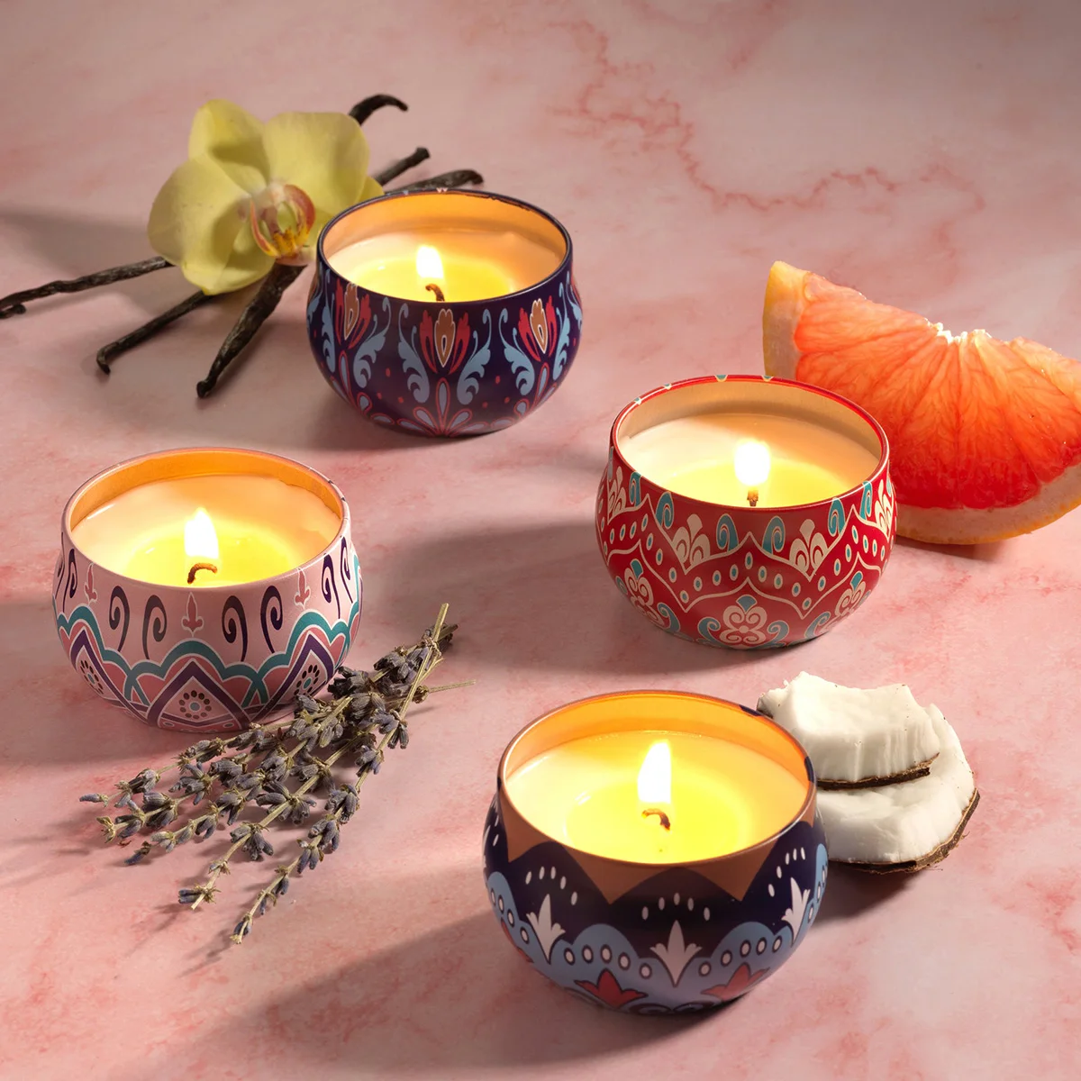 Elegant Customized Multi-Colored Scented Candle for Home Spa Evening Meditation Bedroom Ambiance for Christmas and Easter
