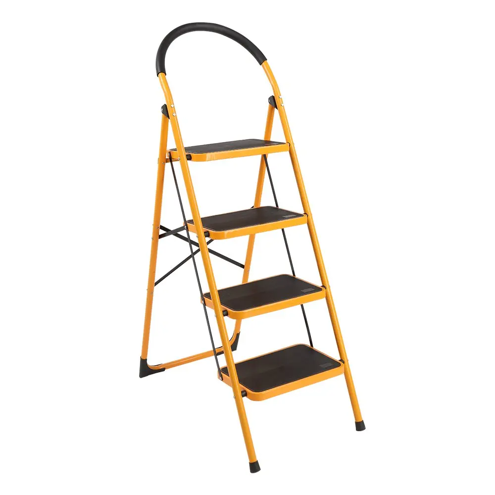 Folding ladder thickened round tube handrail widened pedal iron ladder