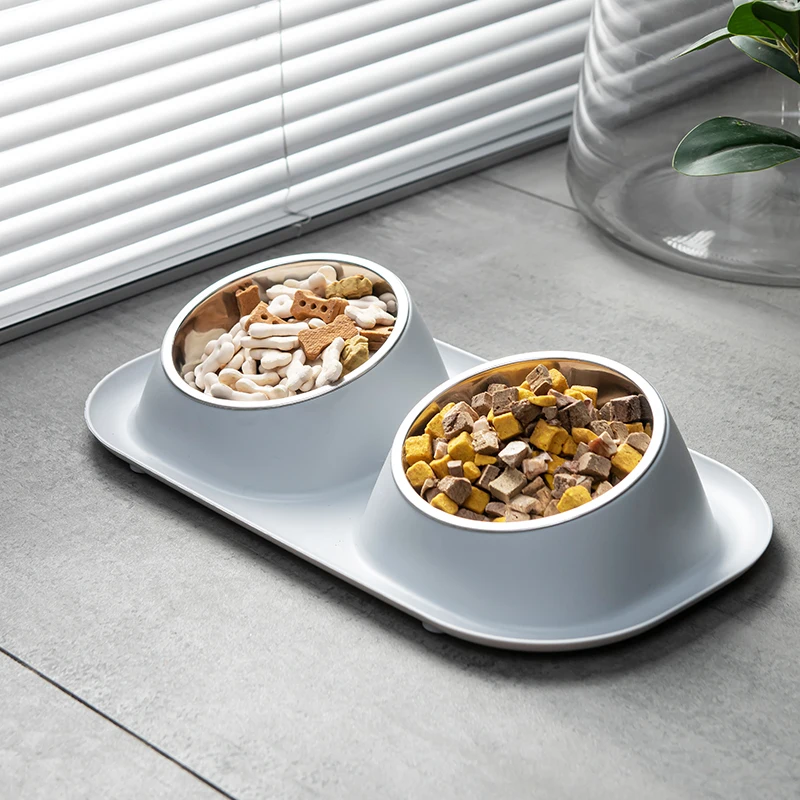 plates and bowls set Plastic Lightweight Food Water Dish Double Feeding Bowls Pet Feeder for Cats and Dogs plates and bowls set