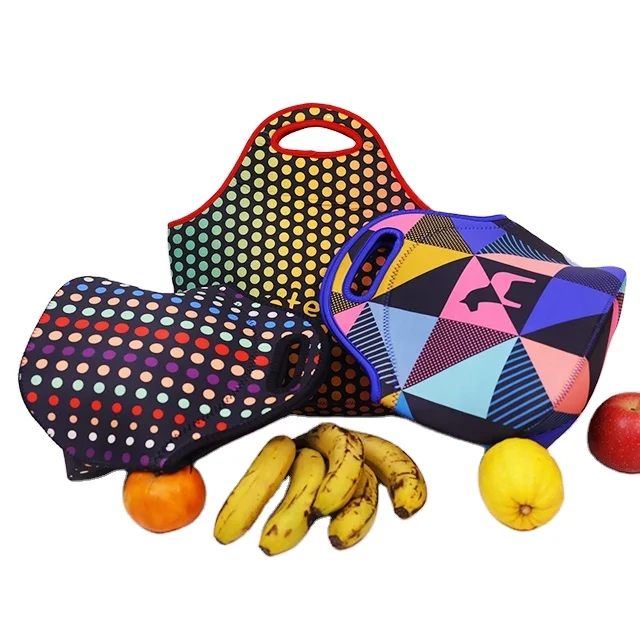Custom Lunch Bag Reusable Neoprene Lunchbox Insulated Thermal Lunch Tote Bag Small Neoprene Lunchbags with Zipper