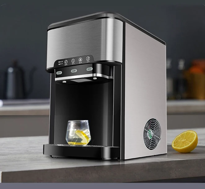 2024 Hot Sales Tabletop Cold Hot Water Dispenser Water Cooler With Compressor Cooling Ice Maker Machine Manufacturer With 3 Taps