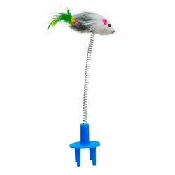Wholesale Pet Teaser Wand Cat Feather Toys with Loud Bell  Interactive Toys Cat Charmer Wand With Spring Stick to Scratcher
