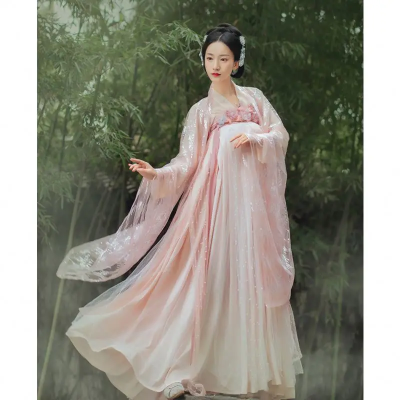 
JS Chinese National Han Folk Dance Costume Women Traditional Hanfu Clothing Lady Oriental Han Dynasty Cosplay Clothing dress 