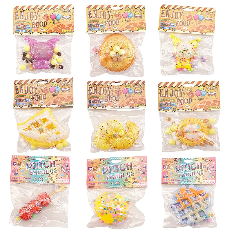 Chinese Felt Mini Play Scented Food Squeeze Soft Toy 2024 Display Set Game New Year Simulation Squishy Food Toys For Kids