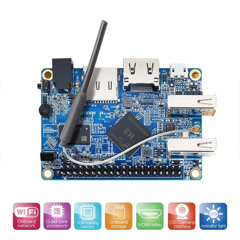 Open-Source Single Board Computer Development Boa Support Android 4.4, Ubuntu, Debian Image Orange Pi Lite 1GB H3