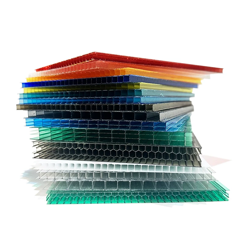 Uv protected color and length customized double wall polycarbonate hollow sheet
