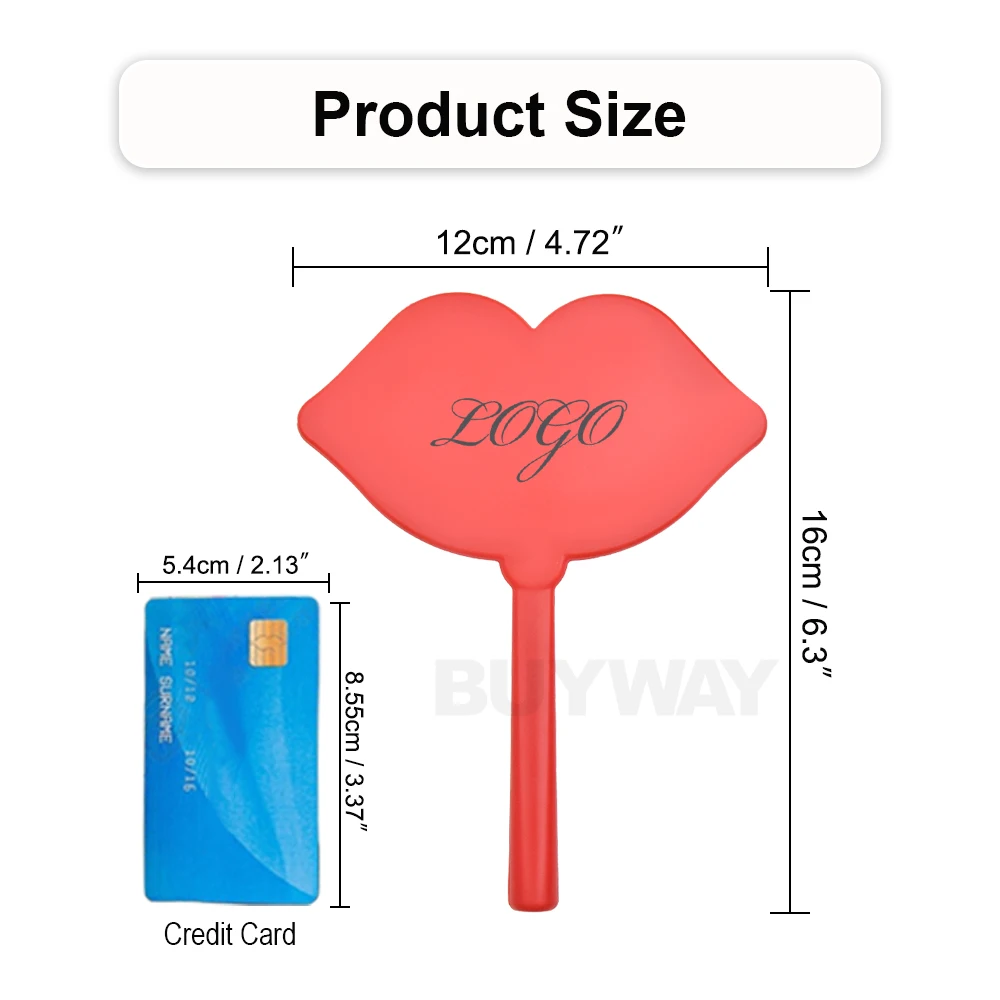 Whosale Travel Private Custom Label Logo Gift Mini Cosmetic Cute Lip Heart Shape Mini Small Vanity Handheld Espejo Makeup Mirror