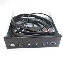 Передняя панель 5,25 дюйма, USB 3,0, 2 порта + USB 2,0, 2 порта, USB-концентратор, флоппи-адаптер, поддержка аудиовыхода HD и входа микрофона