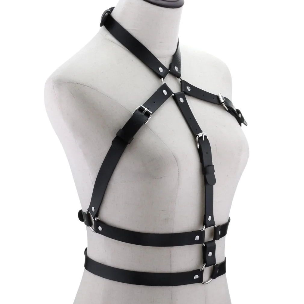 Women Leather Body Harness Chest Belt Waist Strap Sexy Body Jewelry Nightclub Rave Festival Accessories