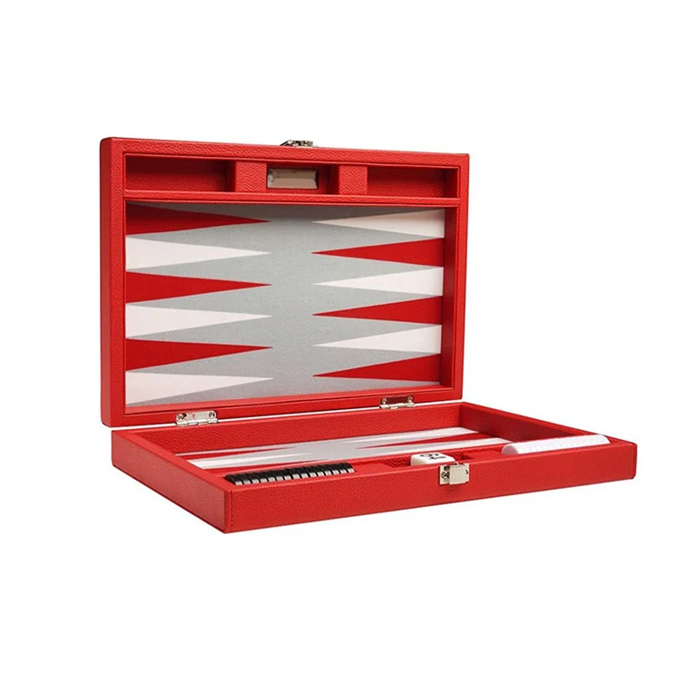 custom personalized luxury Leather backgammon board with checkers pieces game set for turkish